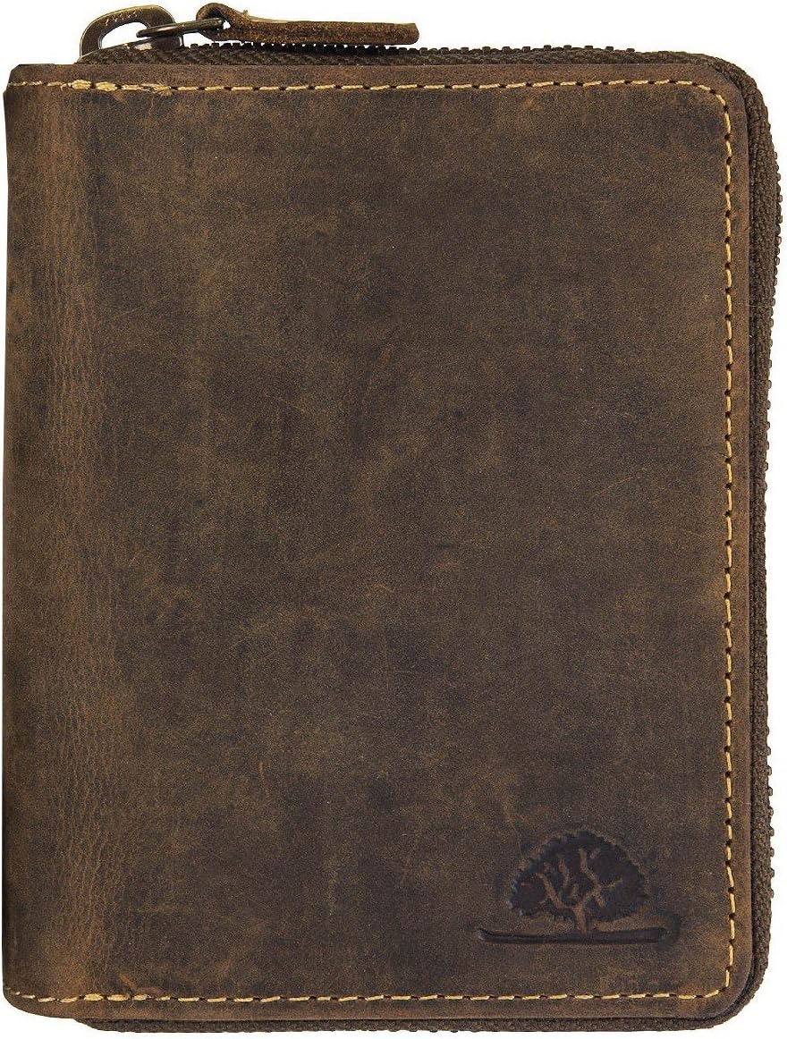 Greenburry Vintage – Leder Geldbörse mit Reißverschluss