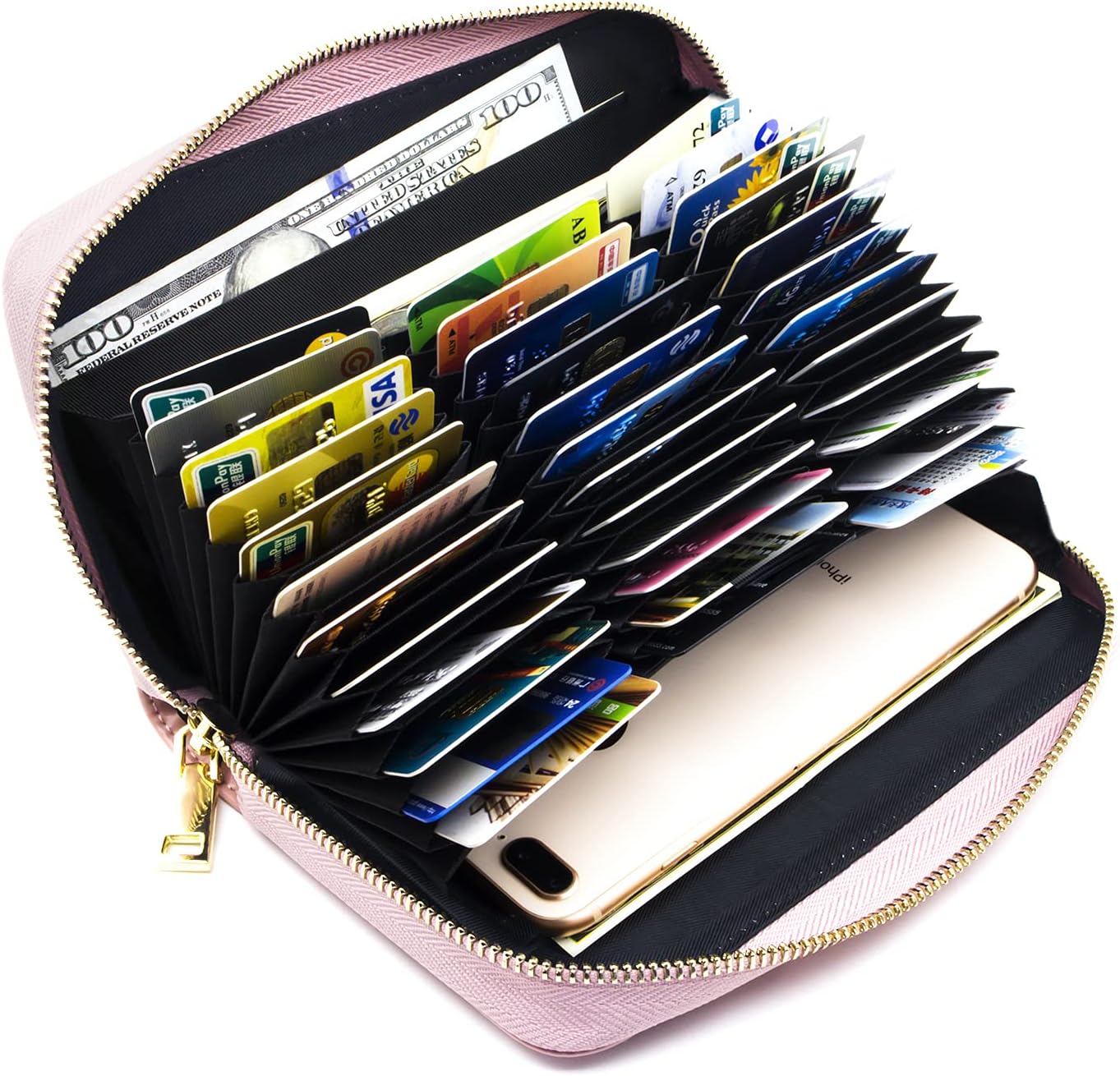 ANDOILT Rosa Geldbörse Damen – Groß mit RFID-Schutz