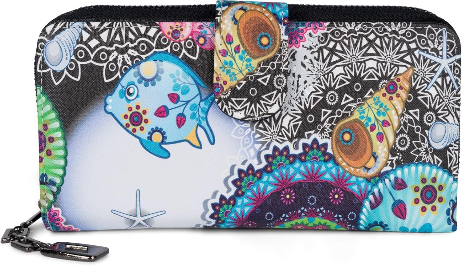 styleBREAKER Blumen Geldbörse – Ethno Design mit Reißverschluss